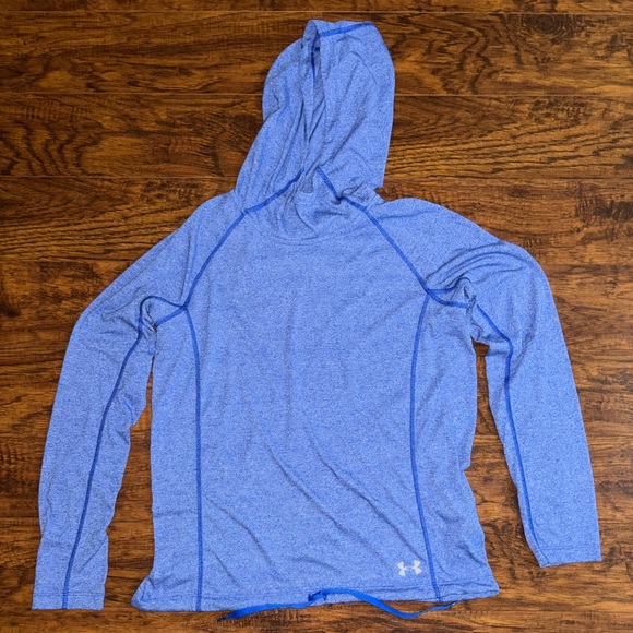 Under Armour Women’s Hooded Long Sleeve Top HeatGear Threadborne Blue Pullover - Picture 2 of 7